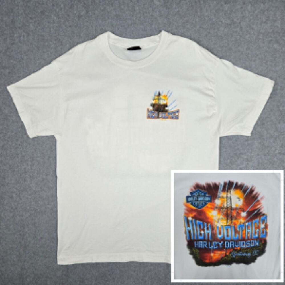Harley Davidson Mens Large Spartanburg SC High Voltage White Graphic T Shirt